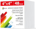 Simetufy 48 Pack 4x4 Inch Mini Canvas Boards 100% Cotton Primed Painting Panels, Acid-Free for Oil, Watercolor & Acrylic Painting for Art Projects