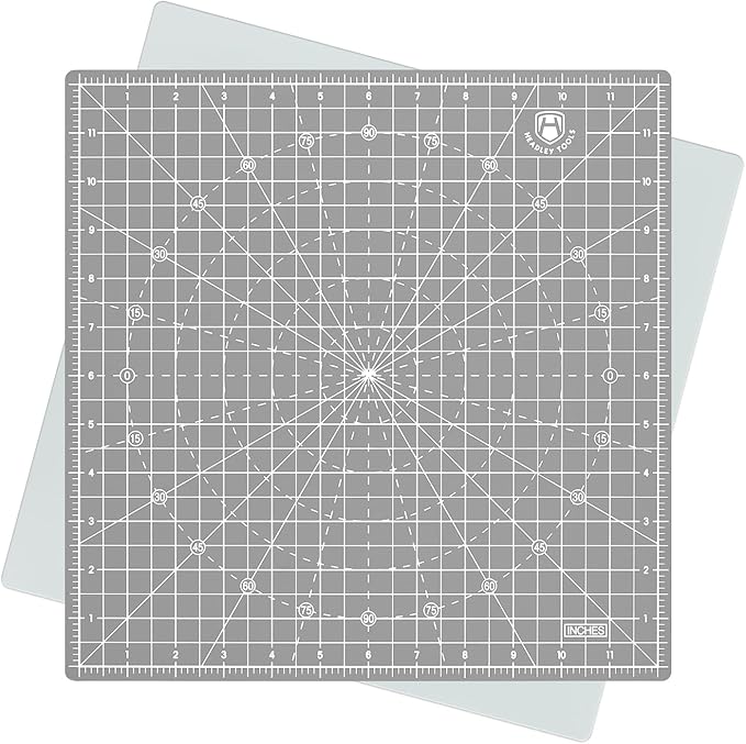 Headley Tools 12"x12" Rotating Cutting Mat, Self Healing Mat with 360-Degree Rotation & Anti-Slip Base, Sewing Board Cutting Mat Perfect for Fabric Quilting Leather Hobby Project, Grey