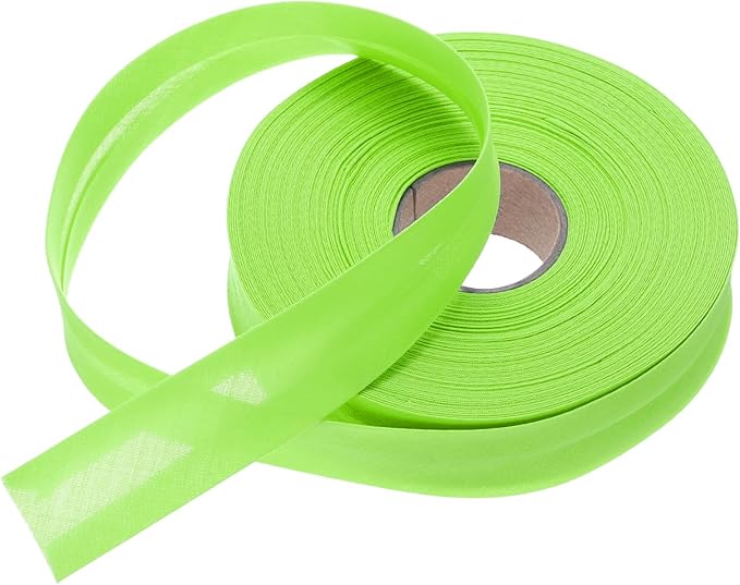 MECCANIXITY 1 Inch Single Fold Bias Tape Polyester Continuous Bulk Bias Tape for Sewing,Seaming Quilting Hemming Binding Crafts (Fruit Green 25 Yards)