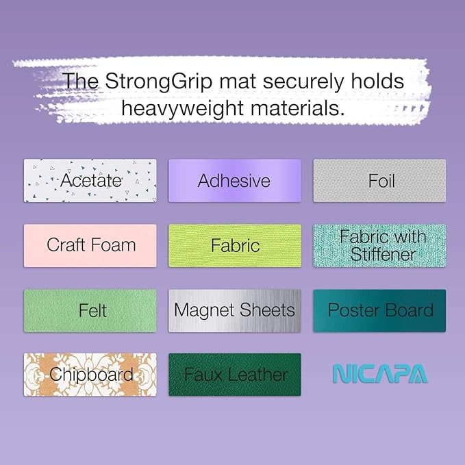 Nicapa Replacement Cutting Mat(12x12 inch）for Maker 3/Maker/Explore 3/Air 2/Air/One (3pack-Standardgrip、Lightgrip、Stronggrip) Adhesive&Sticky Non-Slip Flexible Square Gridded Cut Mat