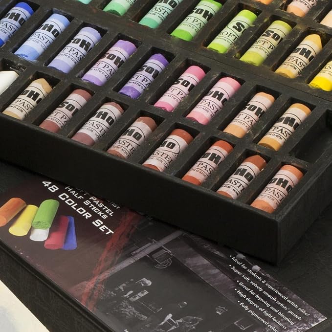 Soho Urban Artist Soft Pastels Set of 120 Unique, Vibrant Colors - Half Stick 1.3" Long, Soft Pastels for Artists, Velvety Texture, Lightfast, Perfect for Layering & Blending