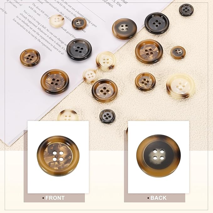 HARFINGTON 24pcs Sewing Button 28mm (1-1/8") 4 Holes Resin Round Buttons Craft Sewing Accessories for Clothing DIY Crafts Decoration, Amber