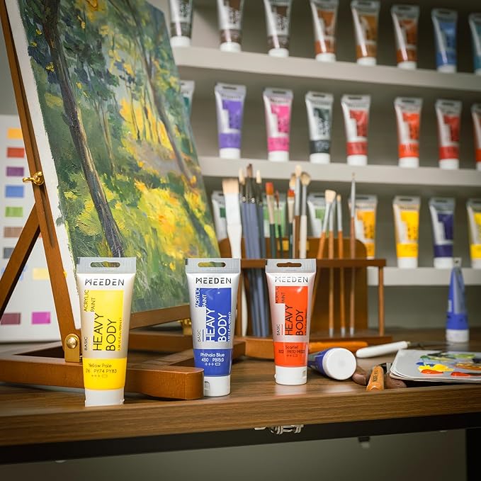 MEEDEN Acrylic Paint Burnt Sienna: Bundled with Titanium White Color - 100ml/3.38oz x 2 Bulk Heavy Body Acrylic Paint Tubes for Outdoor Home Plein Air Travel