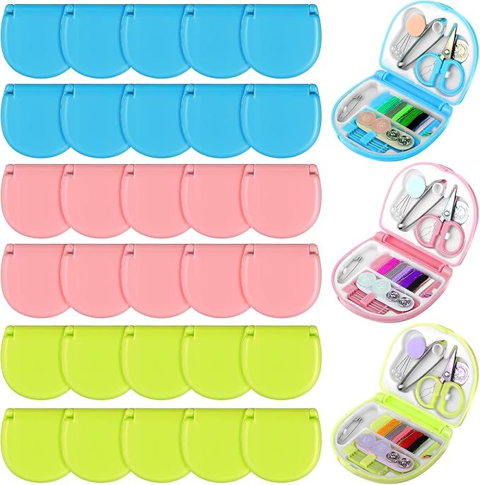Oqqlin 30 Pcs Mini Travel Sewing Kit, Portable Small Sewing Kit Emergency Sew Repair Kits with Threads, Scissors, Needles, Needle Threader, Buttons for Beginner, Adults, Traveler for Hotel, Shop