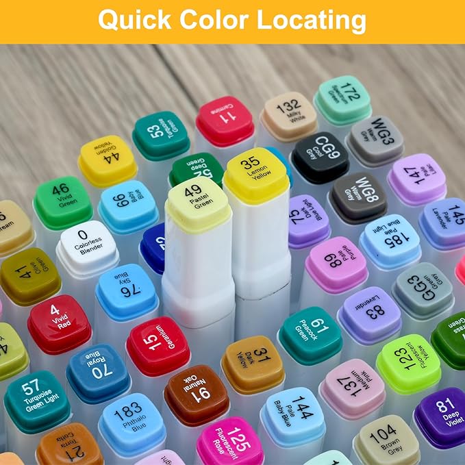 80 Colors Alcohol Markers Set, Dual Tip Permanent Coloring Markers for Adults and Kids, Artists Painting and Sketching