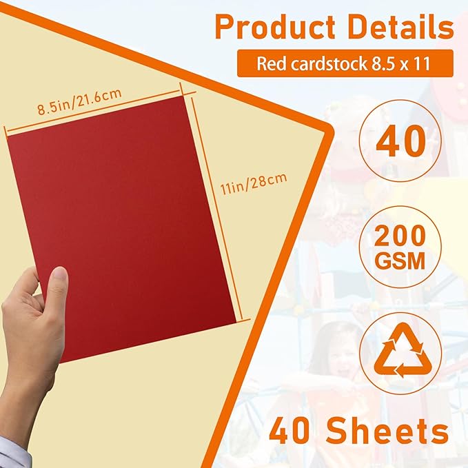 40 Sheets Christmas Red Cardstock 8.5 x 11 Scrapbooking Paper, 200gsm/75lb Premium Red Paper Card Stock for DIY Cards Making, WeddingInvitations, School Crafting, Construction, Art Drawing