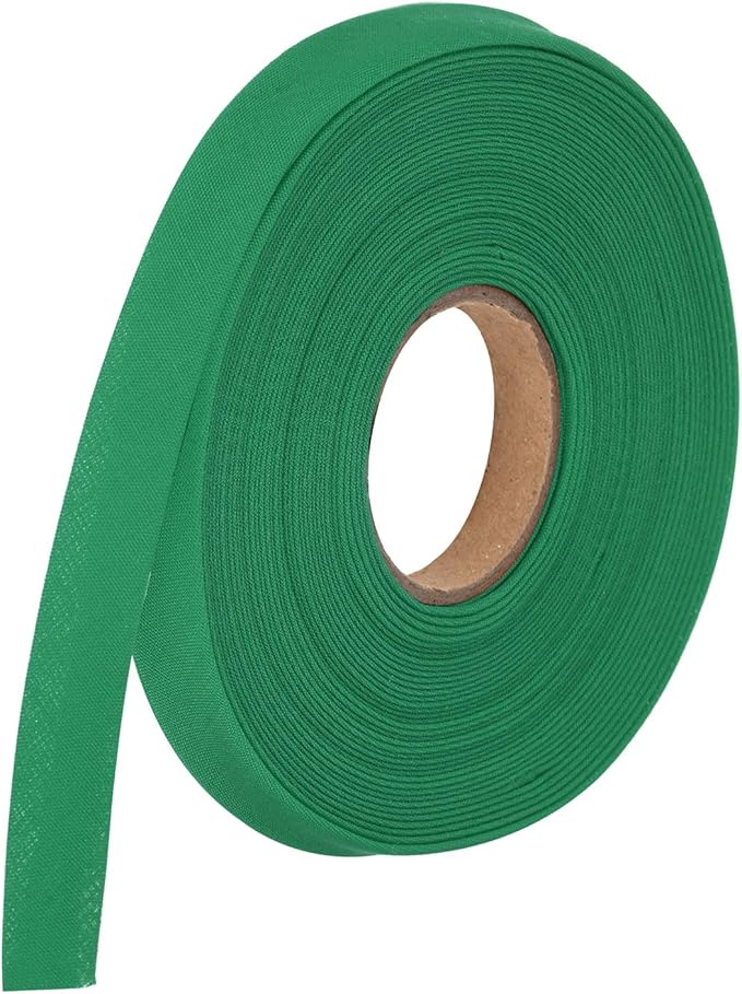 MECCANIXITY 1/2 Inch Double Fold Bias Tape Polyester Continuous Bulk Bias Tape for Sewing,Seaming Quilting Hemming Binding Crafts (Green 10 Yards)