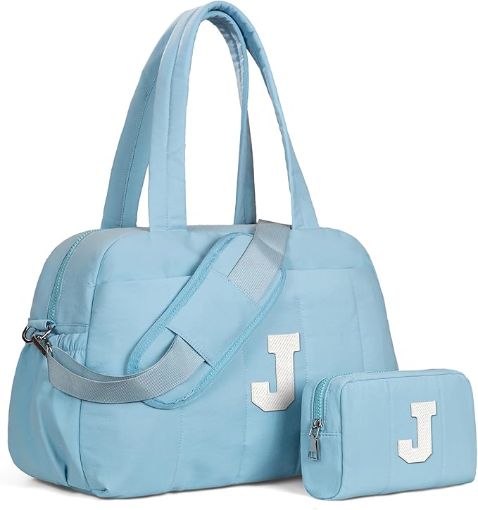 Gifts for Kids-Duffle Bag, Weekender Bags for Girl，Initial Overnight Bag with Wet Pocket，Monogrammed Gift for Woman-Dance Bags Personalized Gymnastics bag with Makeup Pouch-Tween Trendy Stuff
