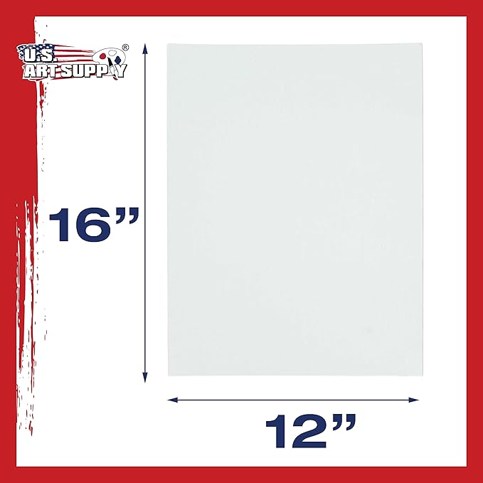 U.S. Art Supply 12 X 16 inch Professional Artist Quality Acid Free Canvas Panel Boards for Painting 4-Pack (1 Full Case of 4 Single Canvas Board Panels)