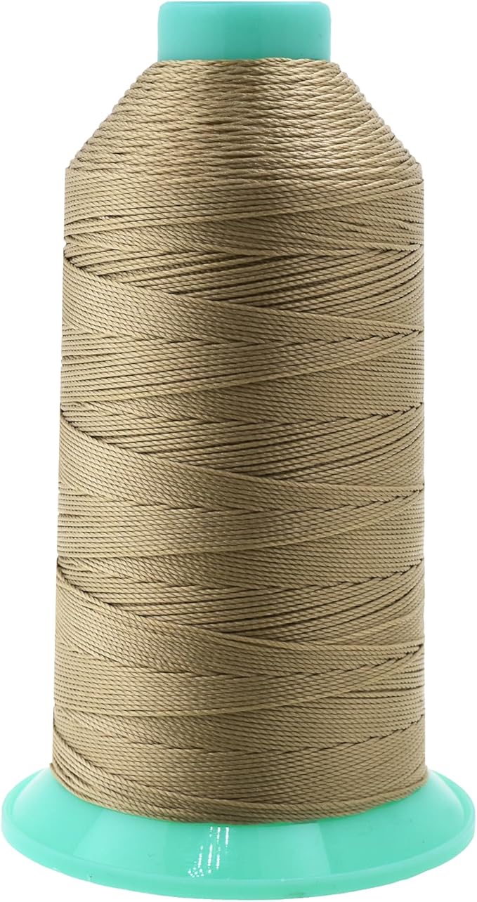 Mandala Crafts Size 277 840D T270 Bonded Nylon Thread - Dark Beige 800 YDs Tex 270 Heavy Duty Sewing Threads for Leather, Jeans, Weaving, Outdoor Marine Upholstery