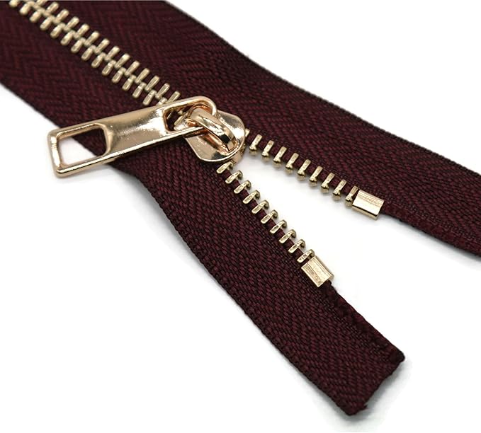 #5 Gold Metal Zipper - 50+ Colors - 3 PCS - (4-14 inches) Sizes - Luxury Lightweight Handcraft Metal Zippers with pulls for Purses Bags Pockets Shoes Sewing & Crafts DIY ZP02499