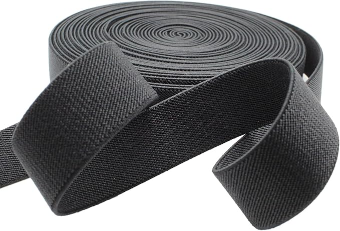 Dortrue 1 Inch 10 Yard Black Sewing Elastic Band Heavy Stretch High Elasticity Elastic Spool for Sewing Pants Waistband, Straps, Craft DIY Projects