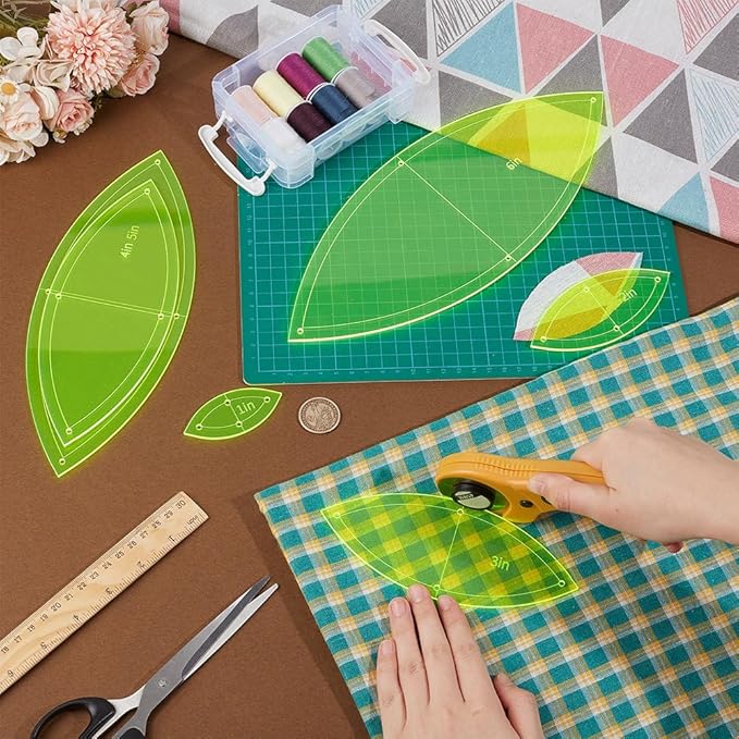 BENECREAT 6PCS Horse Eye Quilting Templates Set, 1" 2" 3" 4" 5" 6" Bright Yellow Reusable Acrylic Quilting Template with Film Protection for Woodworking, Quilting Sewing Needlework Craft, Hole: 3mm