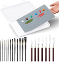 Nuanchu 22 Pcs Artist Painting Set, Oil Paint Tempered Glass, Airtight Stay Wet Palette Container, Brushes, Palette Knives, Sponge, Easy Clean for Miniature Painting, Keep Paint Fresh, Color Mixing