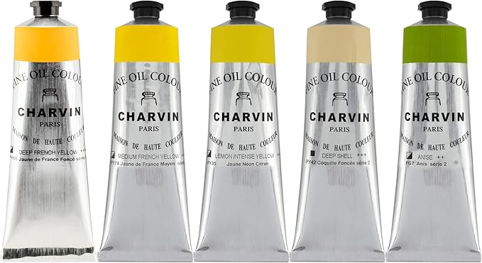 Charvin Fine Artists' Oil Paints - Elite Artists' Oils from The French Riviera for Painting, Classrooms, Plein Aire, & More! - [Yellows - 150 mL Set of 5]