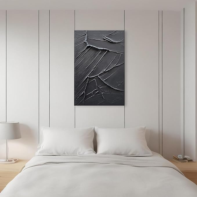 Art 36x24 inch Hand-Painted Black Texture Oil Painting Modern Abstract Art Home Wall Decoration Painting