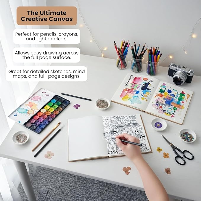Kraft Hard Cover Blank Books for Kids 7x10 – 6 Pack of Unlined Journals with 36 Pages Each – Durable 120gsm Paper for Drawing, Sketching, Writing & Classroom Projects DIY Storybooks & Art Notebooks