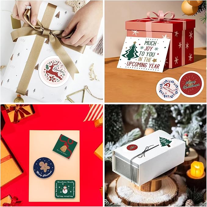 Christmas Round Label Stickers, 100 pcs Merry Tag Stickers for Envelope Seal, Scrapbook, Journals, Holiday, New Year, Inspirational DIY Crafts, iPhone, Laptop, Water Bottle, santa-100