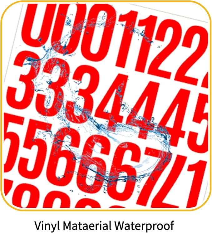10 Sheets Vinyl Mailbox Number Stickers - Self-Adhesive Address Labels for Cars, House Doors, Windows & Metal Mailboxes (Red, 2 inch)
