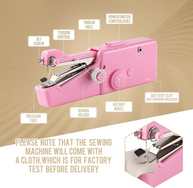 Handheld Sewing Machine CS101,Sewing Machines for Beginners,Portable Electric Mini and Samll Hand Held Sewing Machines Kit for Adults and Kids Pink Set