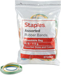 Staples Economy Rubber Bands Assorted Sizes and Colors