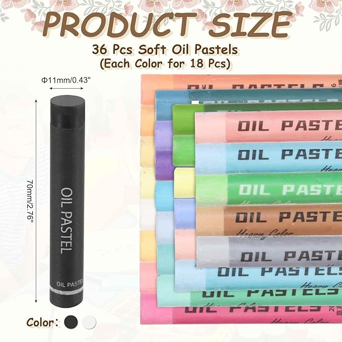 MECCANIXITY Soft Oil Pastels, Oil Pastel Crayons Vibrant Color Blendable Art Supplies for Painting Drawing Blending Painting Artists Beginners Professional(White Black, Pack of 36)