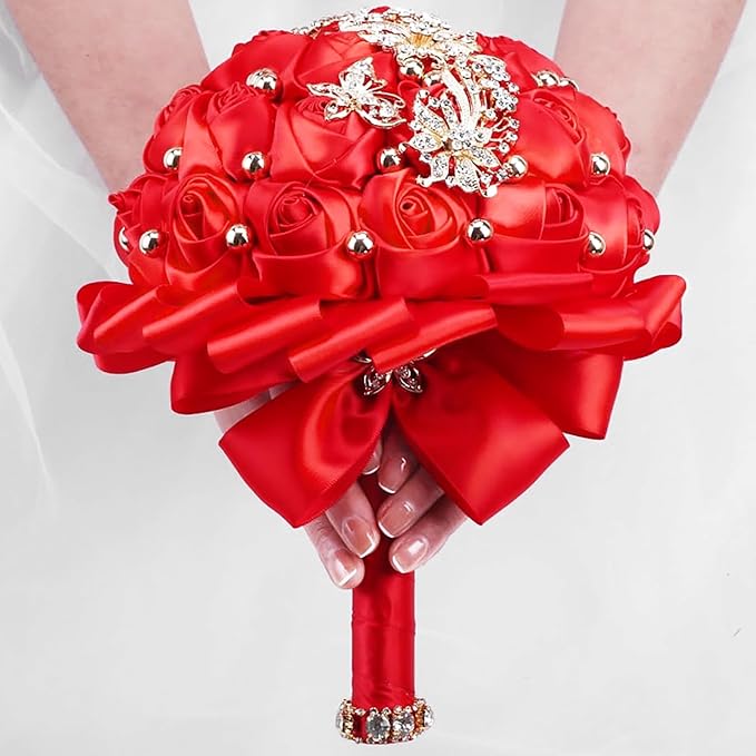 1-1/2 Inch Wide Red Satin Ribbon, 50 Yards Solid Polyester Fabric Ribbon for Roses Making, Gift Wrapping, Valentine's Day, Wedding Decorations, Crafts, Bows