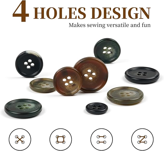 105Pcs Mixed Sewing Buttons,5 Color 4-Hole Craft Buttons,3 Size (15mm, 20mm, 25mm) Sewing Buttons for Clothes, Suitable for for DIY Crafts, Coats, Shirts, Pants, Shorts（Color2）