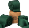 Ribbli Forest Green Silk Satin Ribbon 1.5 Inch x 30 Yard Handmade Frayed Chiffon Forest Green Ribbon for Gift Wrapping Wedding Invitations Bridal Bouquets Home Decor