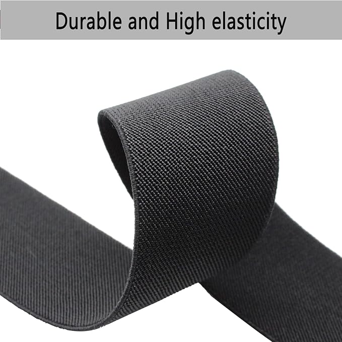 Dortrue 2 Inch 5 Yards Black Sewing Elastic Band Heavy Stretch High Elasticity Elastic Spool for Sewing Pants Waistband, Straps, Craft DIY Projects