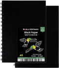 WA Portman Black Paper Sketchbook 2-Pack A5 (6" x 8.25") – 140 GSM Acid-Free Black Sketchbook for Drawing – 60 Pages (30 Sheets) Drawing Pad Journal – Mixed Media Sketch Pad for Kids & Adults