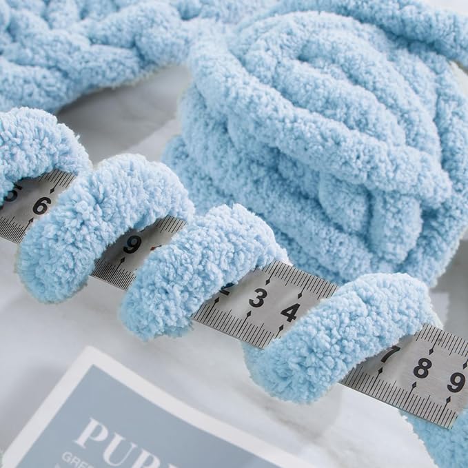 HOMBYS 12 Pack Chunky Yarn for Crocheting,Super Bulky Large Soft Fluffy Yarn,Plush Fuzzy Yarn,Thick Chenille Yarn for Hand Knitting/Arm Knitting,4 Pink,4 Buttercup,4 Sky Blue(Each 27yds,8 oz)