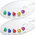 Acrylic Paint Palette 2pcs 11.8 x 7.9 inches with Thumb Hole by DUGATO, Clear Oval-Shaped Non-Stick Acrylic Oil Paint Mixing Tray- Comfortable to Hold & Easy to Clean - for DIY Art Painting Plate
