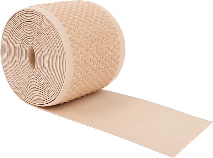 Mandala Crafts 2.5 Inch Elastic Silicone Gripper Tape for Clothing - 5 Yds Dotted Non Slip Elastic Band for Sewing - Nude Silicone Flat Fabric Stretchy Ribbon Straps