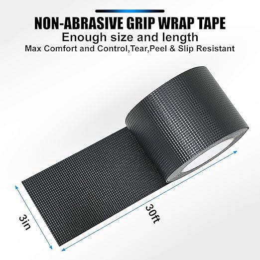 Non-Abrasive Grip Tape Roll, 3In x 30ft, Customizable Sliding Duty Tape, Portable Multi-Purpose Grip Tape, Tear, Peel & Slip, for Gadgets and Gear From Slipping, Sliding Or Shifting More (Black)