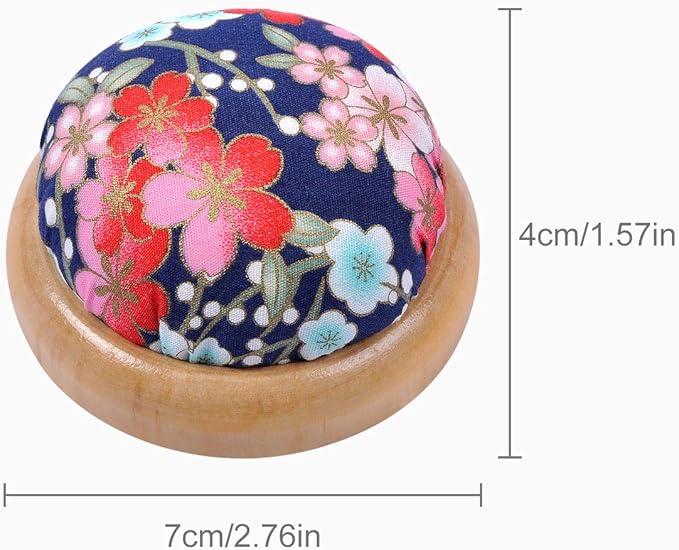 eZAKKA Pin Cushion, Wooden Base Pin Cushions for Sewing Round Pin Needle Holder for DIY Crafts (Japanese Style)