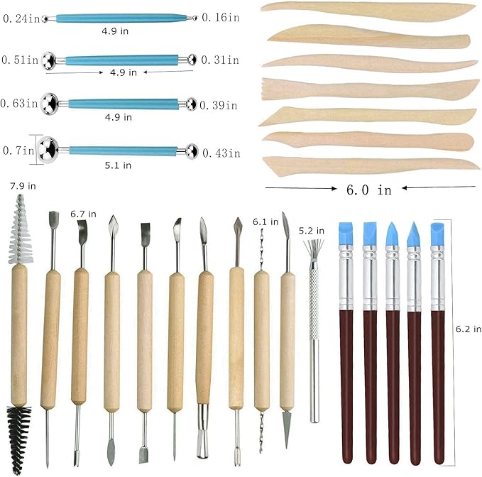 57PCS Ceramic Clay Tools Set with Plastic Case Modeling Pottery Sculpting Tools Kits for Beginners Professionals Crafts Polymer Clay Club, Dotting, Ribbon Trimming