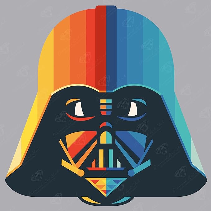DIAMOND ART CLUB Rainbow Darth Vader Diamond Painting Kit, Fun DIY Crafts for Adults, Round Diamond Art Canvas, 13" x 13"