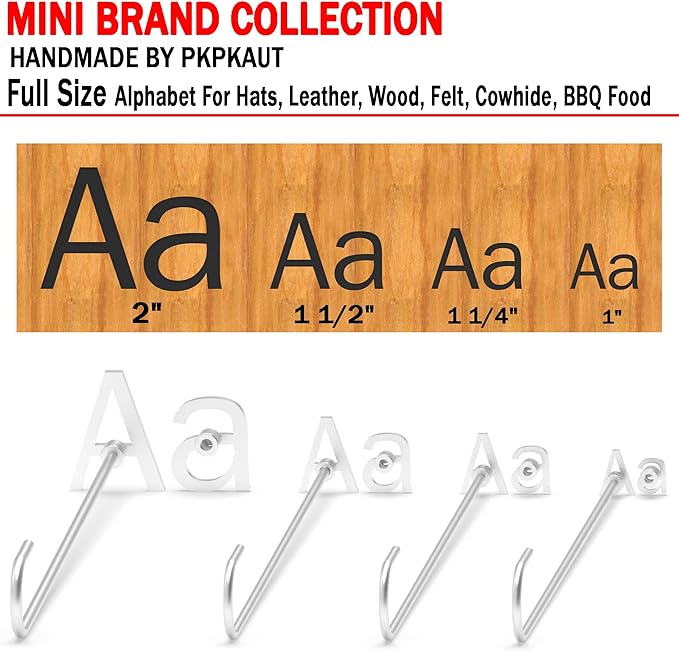 2Pcs Mini 2" Branding Irons, Alphabet Custom Wood Branding Iron Personalized for Wood Working, Leather Hats, Felt, Cowhide, BBQ & Bread Logo, Steak Branding Iron for Food (W w)