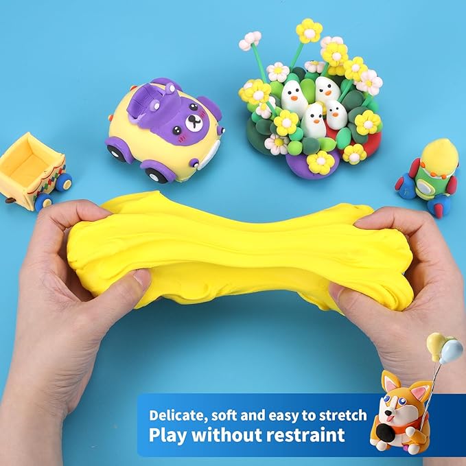 iFergoo Yellow Air Dry Clay, DIY Creative Modeling Clay for Kids, Super Light Magic Clay for Kids Age 3-12, Safe & Non-Toxic, Molding Clay for Sculpting, Great Gift for Boys & Girls
