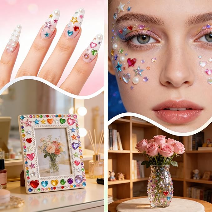 NEBURORA 4902 Pcs Sparkling Gem Stickers Self-Adhesive Rhinestone Gem Stickers for DIY Card Making Crafts Decorations