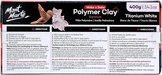 Mont Marte Make n Bake Polymer Clay 400g - Titanium White-3PACK