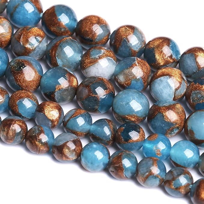 90PCS 8MM Lake Blue Cloisonne Craft Spacer Loose Beads for Jewelry Making DIY Bracelet
