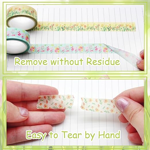 Benvo 12 Rolls Floral Washi Tape 15 mm Wide Flower Masking Tape Decorative Paper Tape for Journals, Scrapbooks,Vision Boards, Planners, Envelope DIY(5m Long Each Roll, 12 Flowers Pattern A)