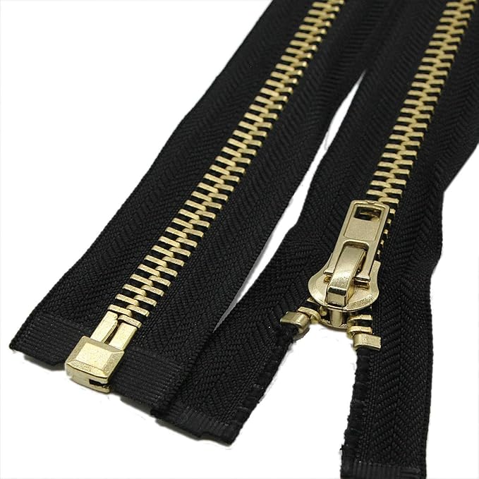 Leekayer #10 29 Inch Metal Zipper Brass Separating Jacket Zipper Heavy Duty Metal Zippers for Jackets Sewing Coats Crafts (29" Brass)