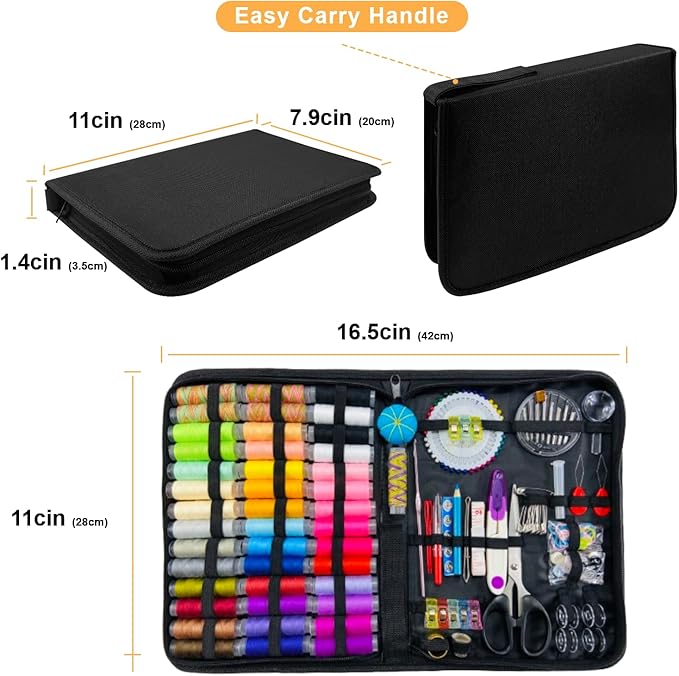 HYHJMISTY Sewing kit, Needle and Thread Kit for Sewing, 186 Pcs Sewing Accessories for Travel, Home, School and DIY Gift, Needles, Scissors, 43XL Thread Spools