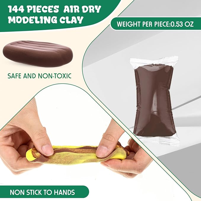 144 Pcs Air Dry Clay Bulk 76 oz Christmas Soft DIY Modeling Clay Kit Magic Foam Crafts for Sculpting Kids Gifts Party School Supplies for Crafts Artistic Project(Christmas Color)