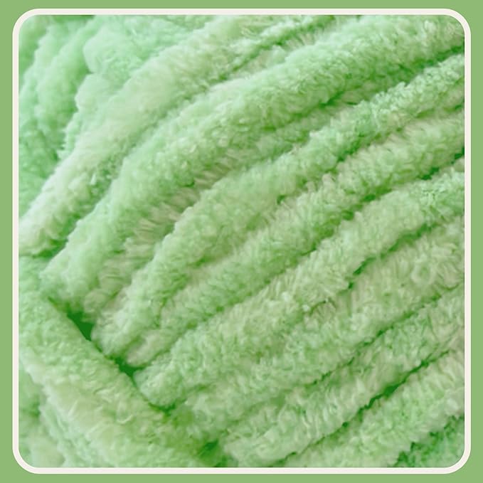 Soft Velvet Yarn Chenille Yarn for Crocheting and Knitting – Bulky (93 Yards/100g) - Polyester - Yarn for Blanket Amigurumi Weaving Crafts (Mint Green, 1 Pack)