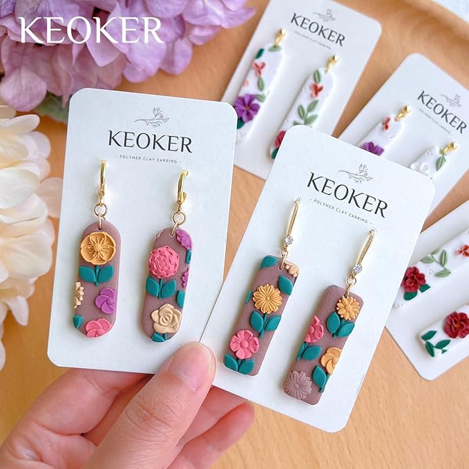 Keoker Long Dangle Shape Polymer Clay Cutters, Long Rectangle Clay Earrings Cutters, Basic Clay Cutters (10PCS All)