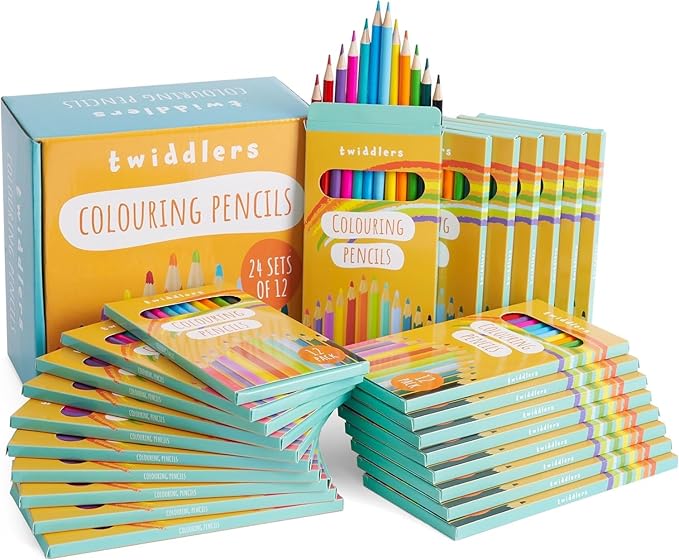 THE TWIDDLERS 24 Packs of Coloring Pencils, 12 Pencils Per Box, 288 Total - 7" Full Length Multipack Drawing Set, Bulk Classroom Party Favors, Art Sketching Pencils for Kids & Adults